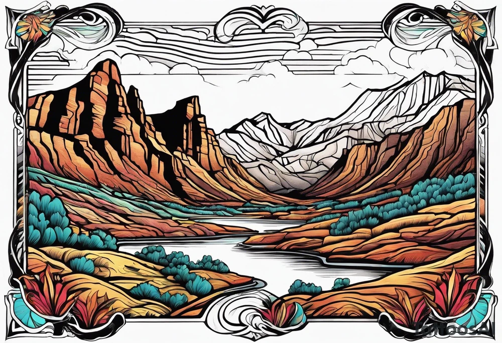 colorado plateau and valleys with great vastness tattoo idea