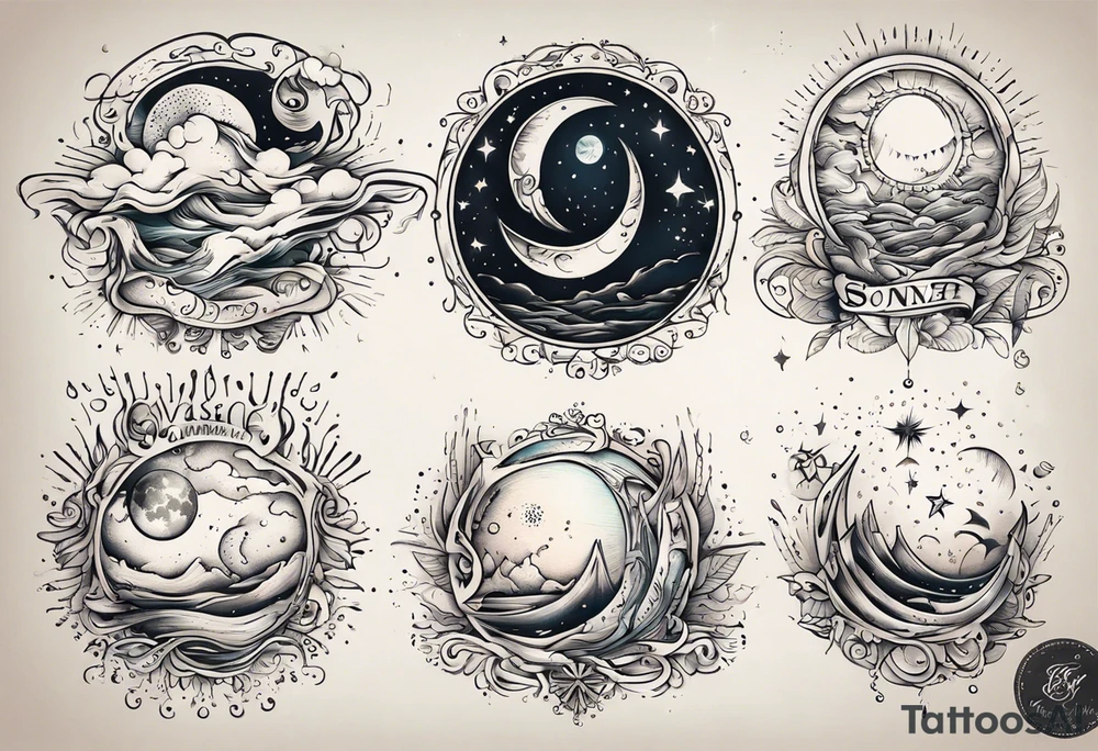 wasser sonne und mond tattoo idea