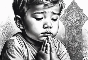 little boy praying tattoo idea