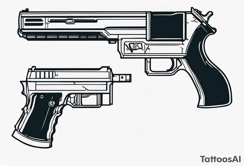 The letters AR with pistols on each side tattoo idea