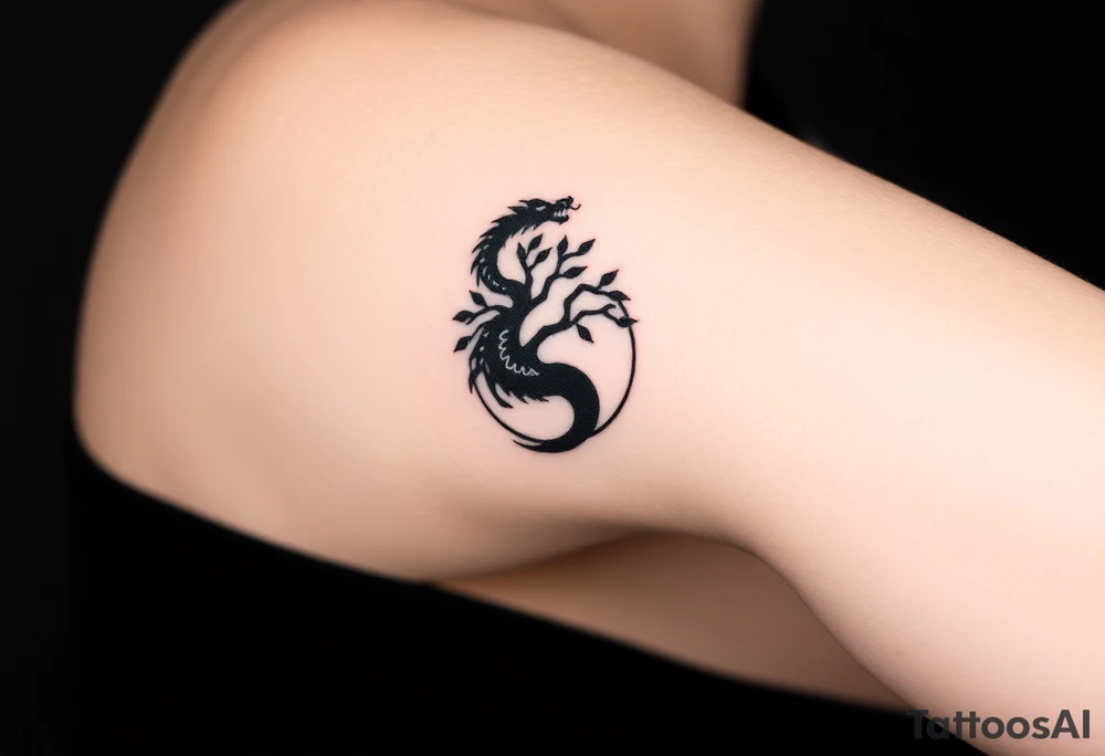 yin yang dragon tree of life tattoo idea