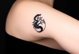 yin yang dragon tree of life tattoo idea