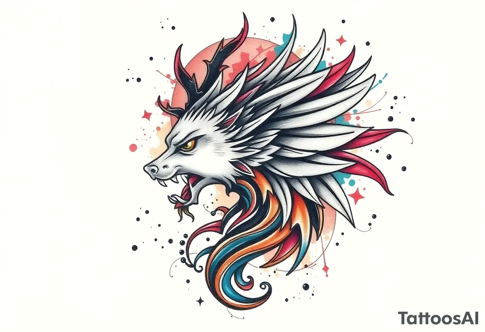 A tatuagem deve expressar força, liberdade e conexão com a multiplicidade da vida, incorporando elementos abstratos e fluidos, com linhas que sugiram movimento e transformação contínua. Evite clichês e busque um design original e significativo. Utilize técnicas de miimalismo, pontilhismo e aquarela. tattoo idea