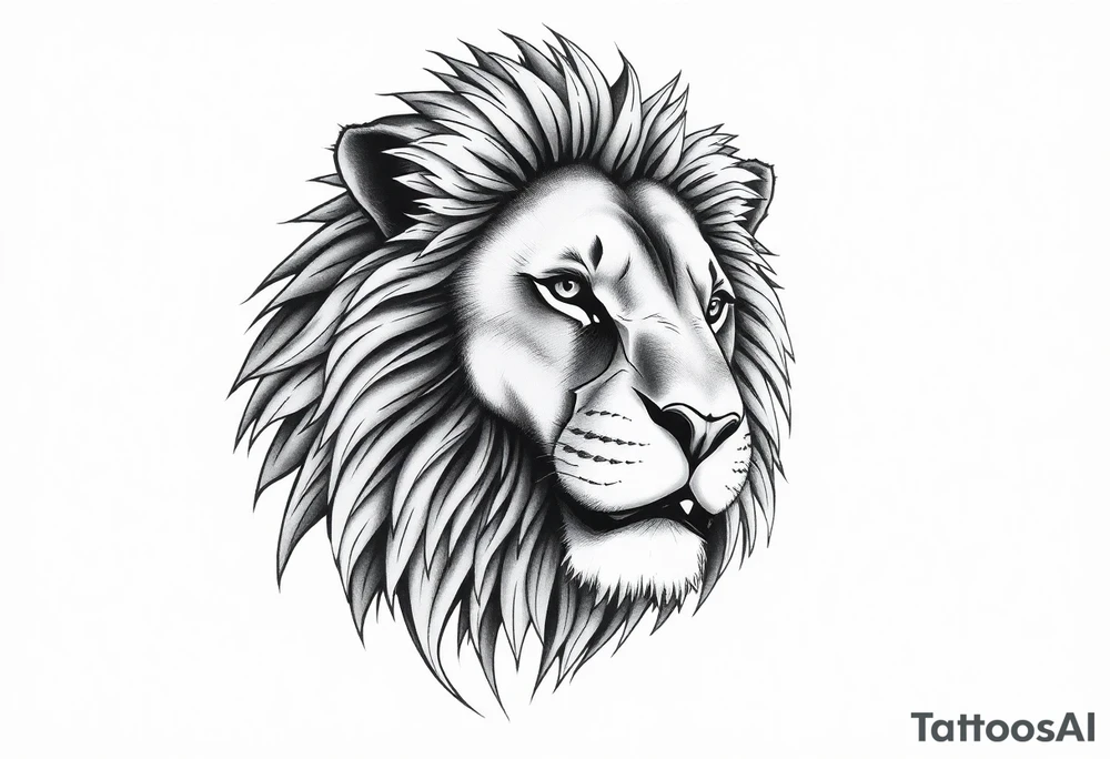 powerful majestic lion, close-up tattoo idea