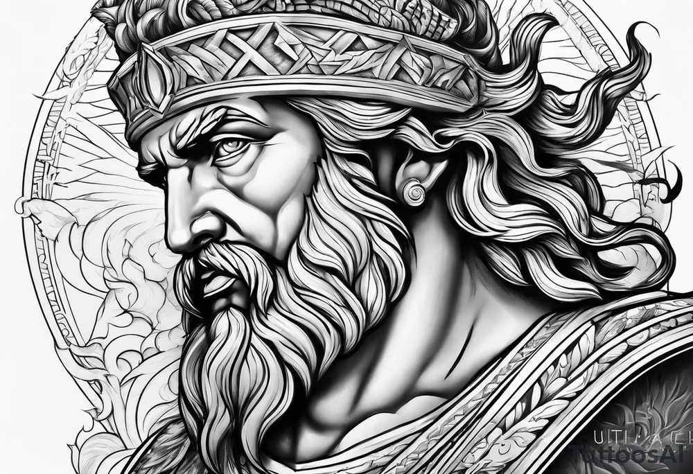 Zeus with background make it nice tattoo idea