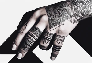men's tattoo on hand with geometric patterns minimalist tattoo idea