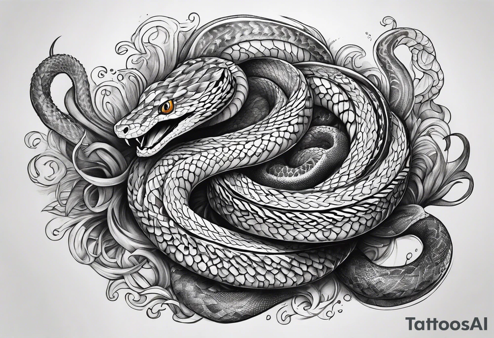 Sea mythical snakes tattoo idea