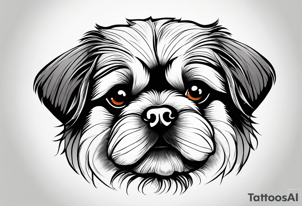 The contour of the face of a pekingese with shih tzu mixed race god. Nothing besides the face. As minimalist as possible. More minimalist! tattoo idea