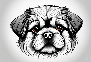 The contour of the face of a pekingese with shih tzu mixed race god. Nothing besides the face. As minimalist as possible. More minimalist! tattoo idea
