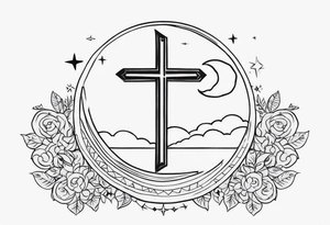 Cross, Half Sun and Crescent Moon Valentino Rosi tattoo idea