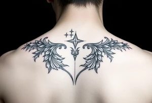Ornamental thin line shoulder tattoo idea