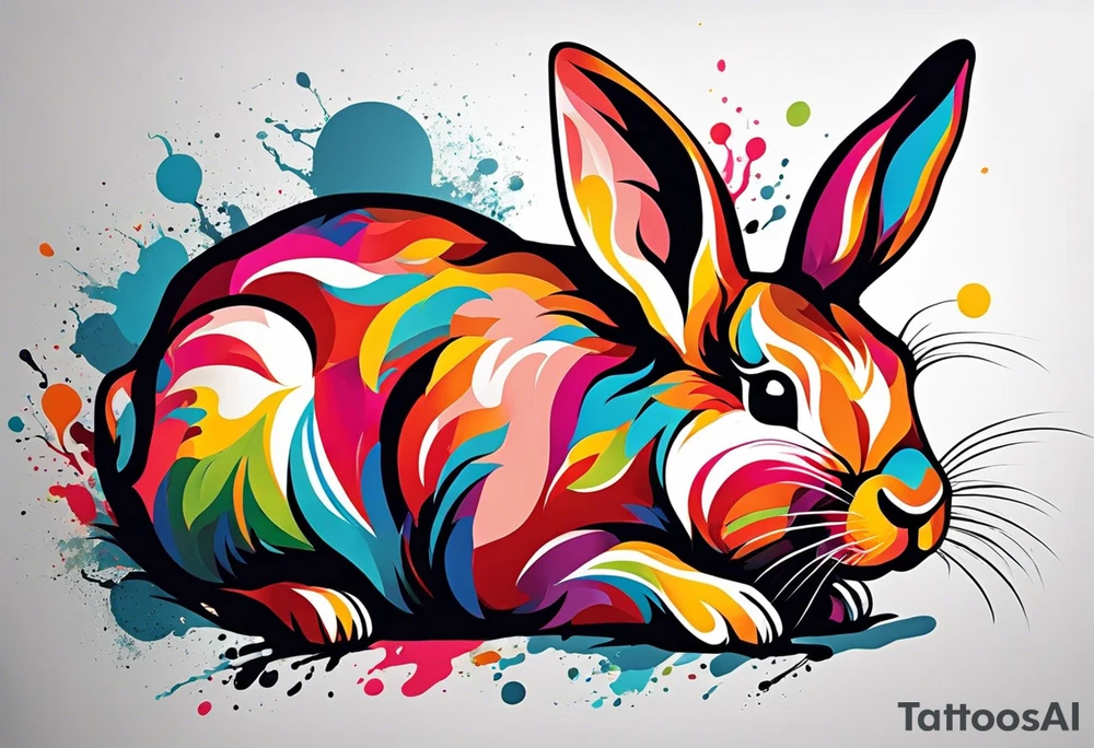I would like a colorful bunny tattoo for my daughter because she loves bunnies and at the same time she is a pig, I would like the bunny to preferably have some combination with a pig, and then her birthday is April 9, and I would like the bunny to be kind of in the style of something like Iron Man, with the number 0409 on the armor. I'm more of a geometric person myself so I'd like her to not be a full pattern but cut by diamonds or triangles

Translated with www.DeepL.com/Translator (free version) tattoo idea