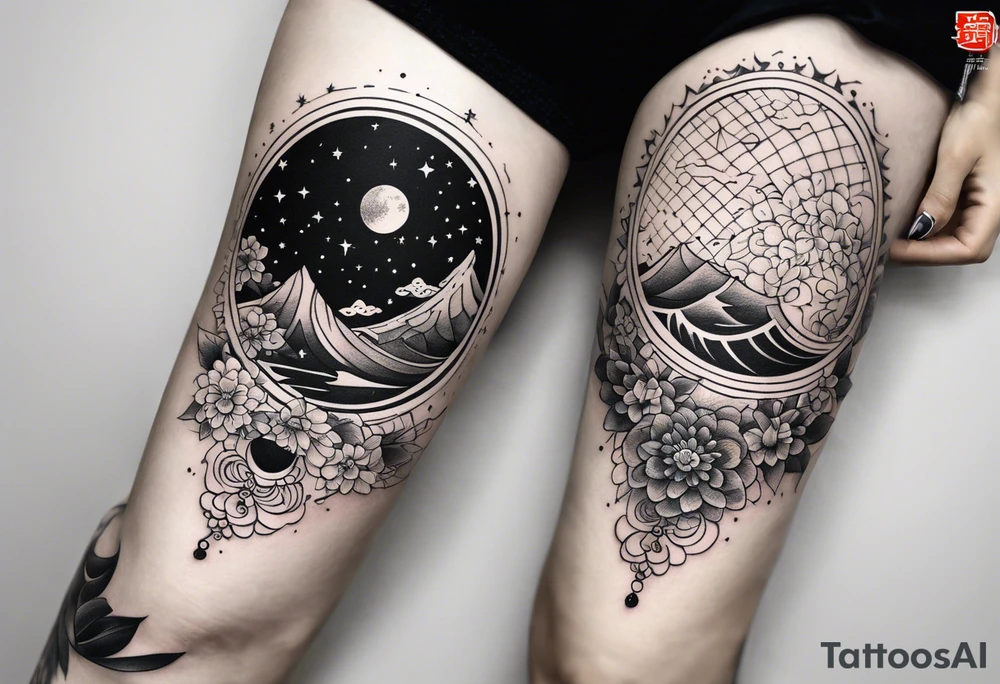 tattoo with names Mina and Han inspired with galaxy tattoo idea