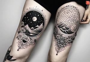 tattoo with names Mina and Han inspired with galaxy tattoo idea