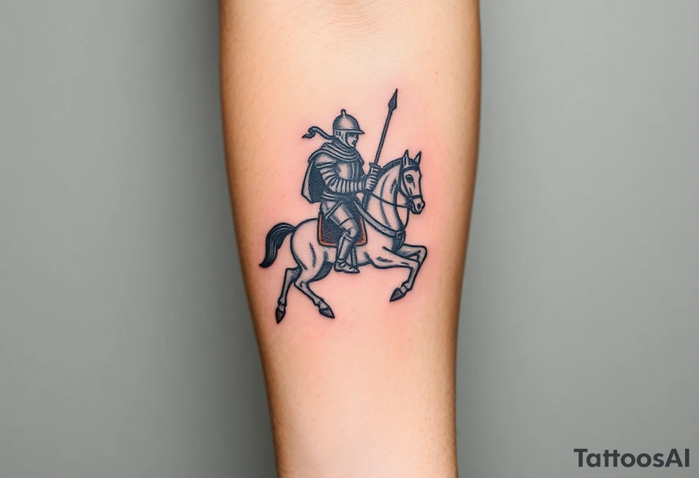 medieval woodcut knight on a hobby horse tattoo idea