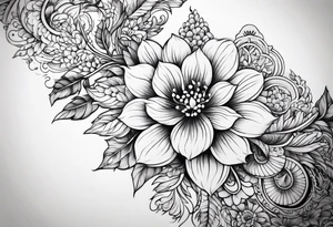 small long ornate floral sternum tattoo tattoo idea