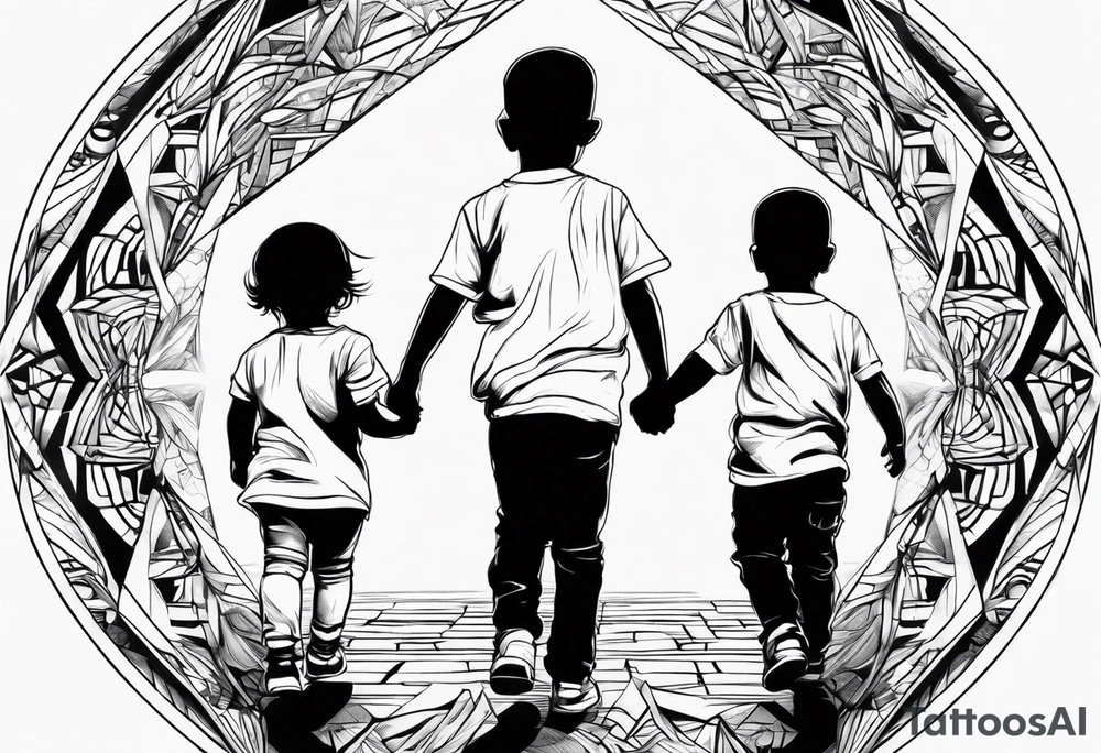 little 
1 little boy 1 little girl 1 toddler girl walking tattoo idea
