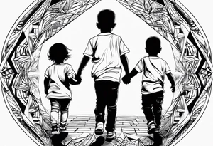 little 
1 little boy 1 little girl 1 toddler girl walking tattoo idea