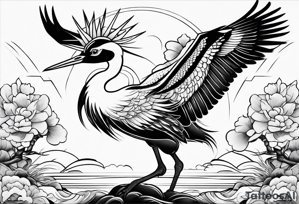 Japanese crane tattoo idea