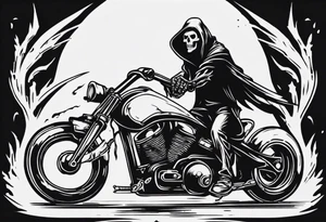 Death reaper riding motorcycle tattoo idea