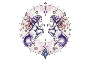 Gemini stars constellation in the sky with Egyptian language tattoo idea