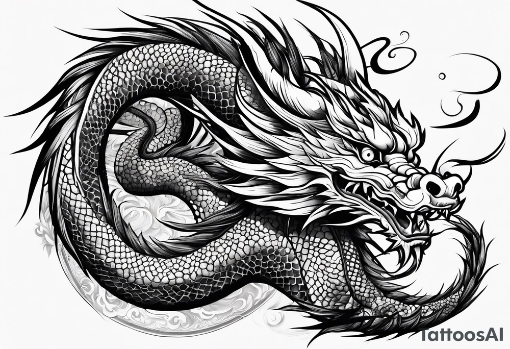 Brushstroke oriental dragon tattoo idea