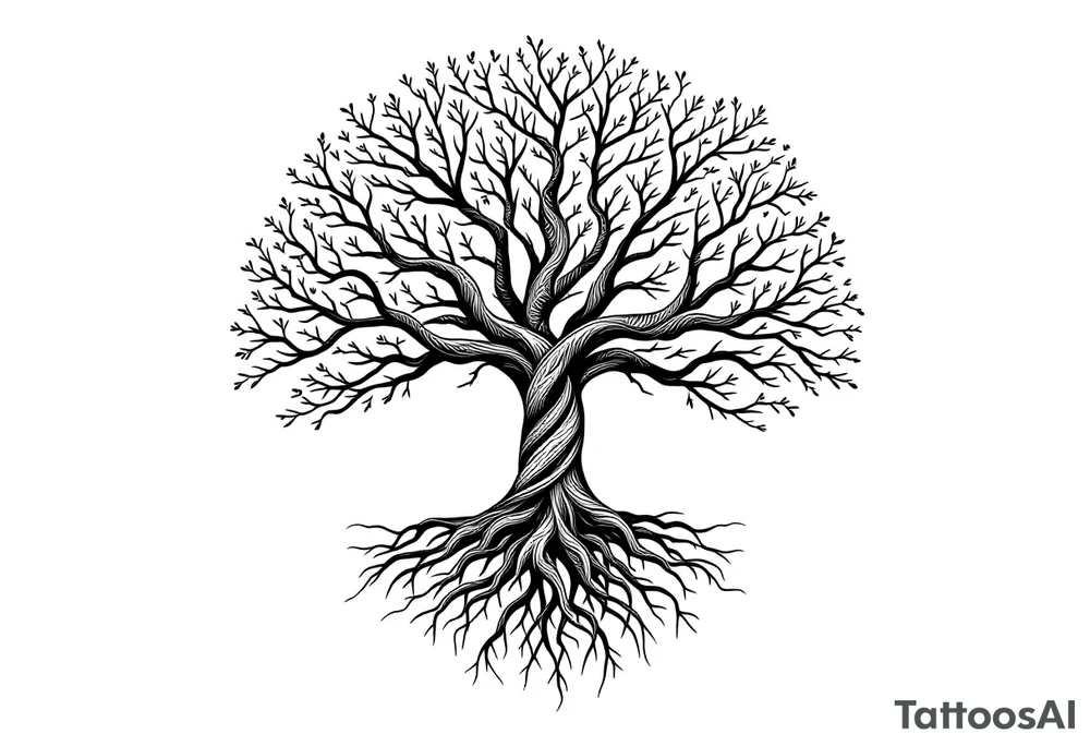 Tree of life big roots tattoo idea