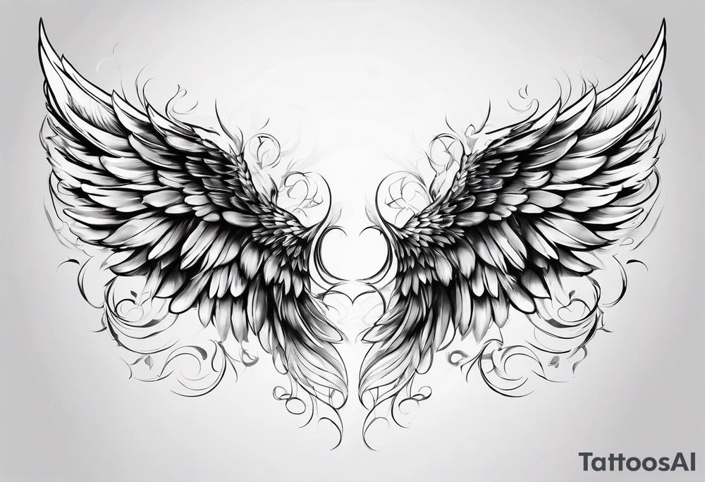 soft delicate angel wing and devil wing tattoo idea