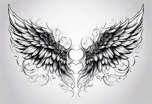 soft delicate angel wing and devil wing tattoo idea