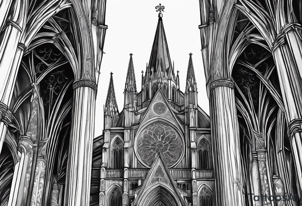 gothic cathedral with Charlemagne tattoo idea
