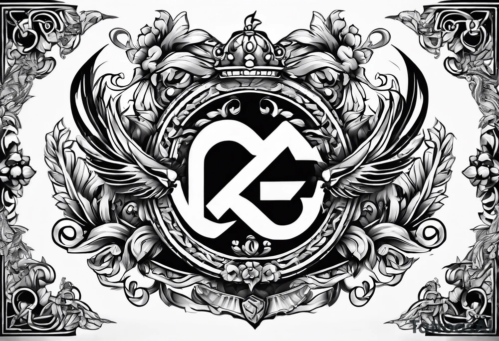 Greek Capital Letter Omega symbol trash metal style tattoo idea