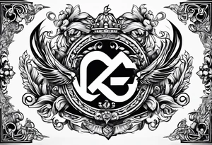 Greek Capital Letter Omega symbol trash metal style tattoo idea