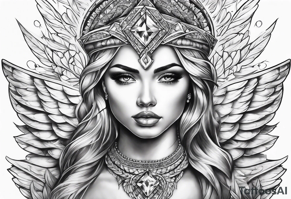 Diamond angel tattoo idea