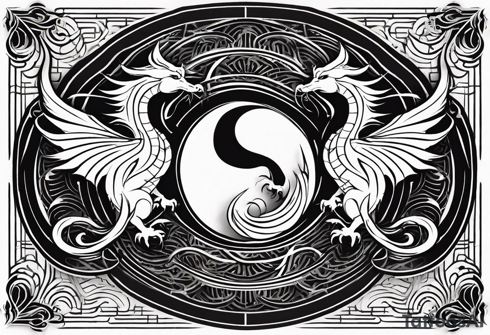 For a Gen Z-inspired dragon and phoenix tattoo, think of a clean, minimalist design that combines symbolism with bold, sleek lines. Imagine a dragon and phoenix spiraling together in a yin-yang-inspired layout. The dragon has a slightly abstract, modern shape, with sharp, flowing lines to show power, resilience, and wisdom, while the phoenix is rendered with sweeping curves and minimal detailing, symbolizing rebirth, growth, and transformation.

Both creatures should interact harmoniously, representing balance and duality. To keep it meaningful, focus on line work rather than intricate shading—clear, open spaces allow the tattoo to feel light and energetic. Adding small symbols, like stars or a faint galaxy backdrop, can enhance the "rising from ashes" and "strength through challenge" themes. This design will appeal timelessly while resonating with Gen Z’s love for symbolism and simplicity. tattoo idea