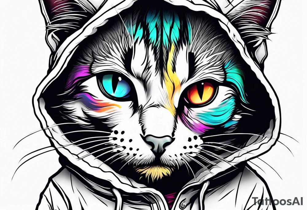 Emo emo cat in a hoodie tattoo idea