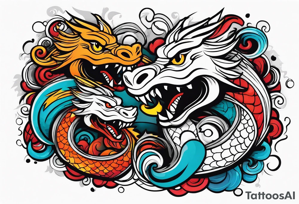 roaring dragons tattoo idea