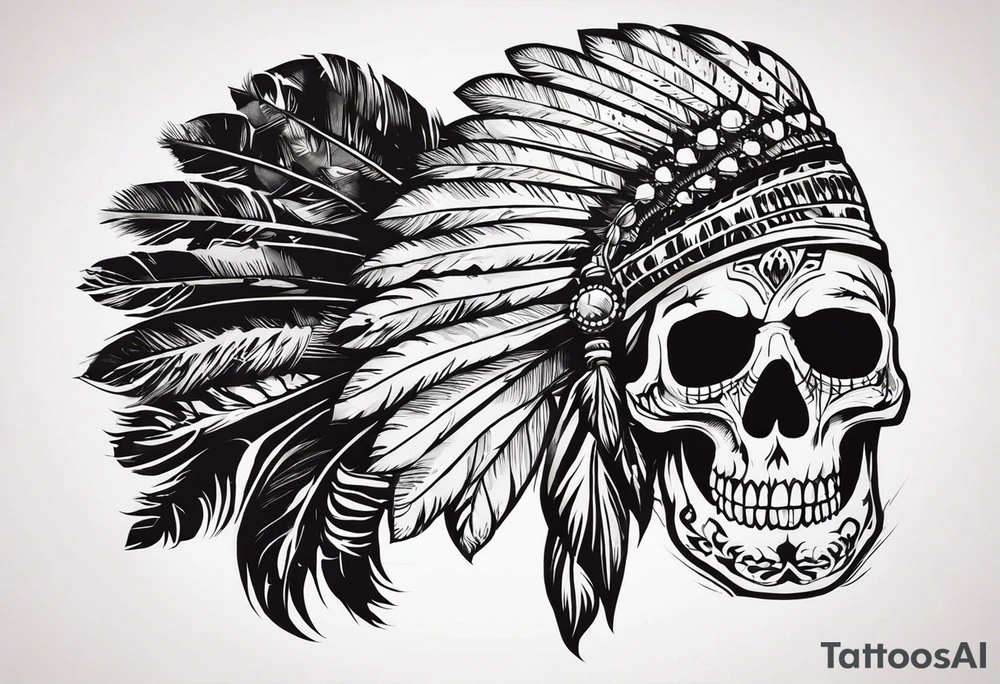 an Indian with a skull instead of a face so that he could be seen whole tattoo idea