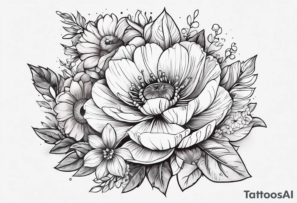 date, with flowers surrounding tattoo idea