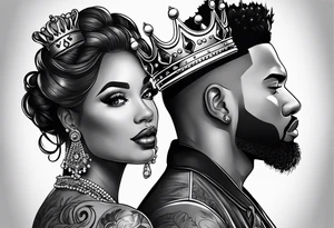 Couples tattoo with king crown and name (Tyler) tattoo idea