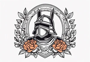 knight

old school vintage simple traditional design with vintage flowers surrounding
bold color simple tattoo idea