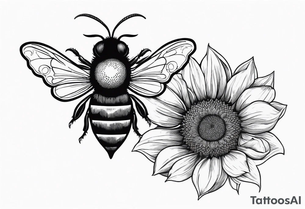 A lumur holding a sunflower with a bee circling tattoo idea A lumur holding a sunflower with a bee circling tattoo idea