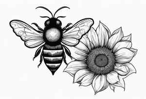A lumur holding a sunflower with a bee circling tattoo idea