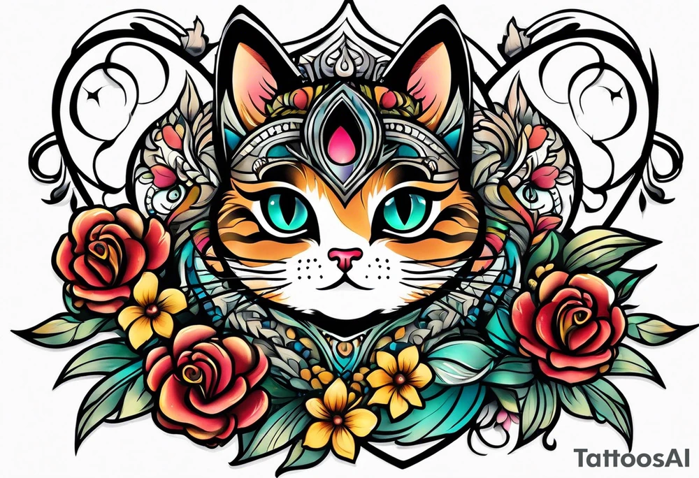 cute kitty face tattoo idea