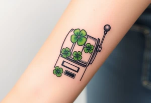 Modern slot machine with three four leaf clovers tattoo idea