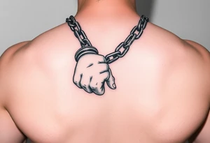Chains wrapped on thumb and pointer finger connecting together on the hands tattoo idea