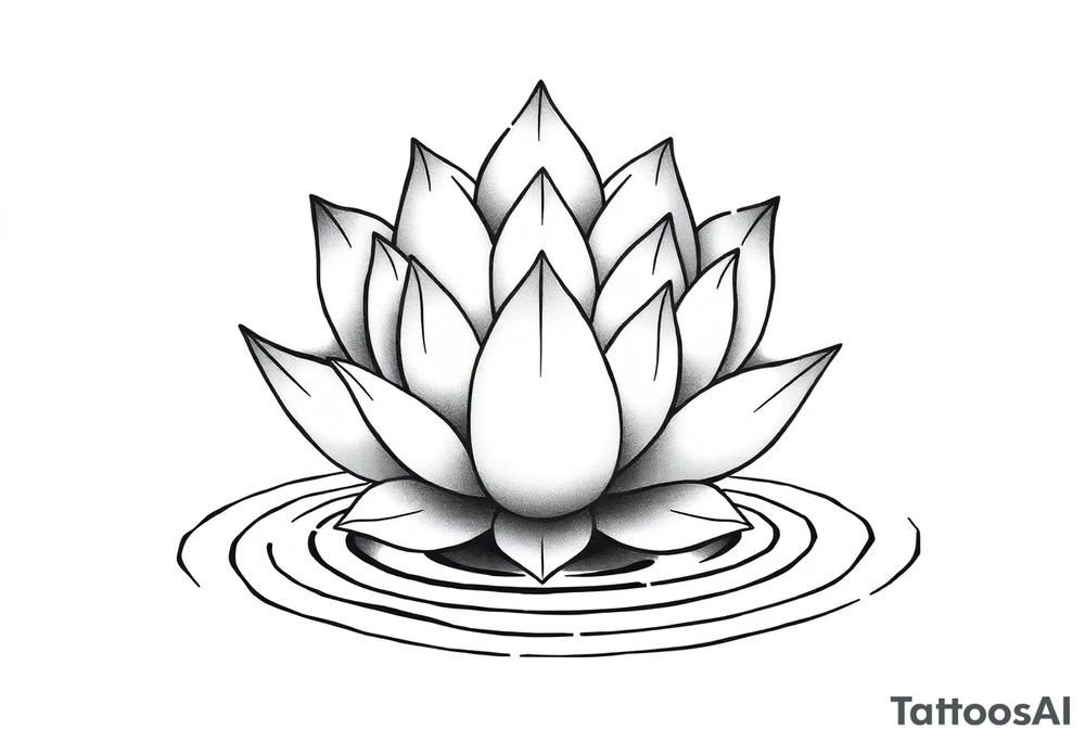 serene lotus flower emerging from sacred waters with ripples tattoo idea