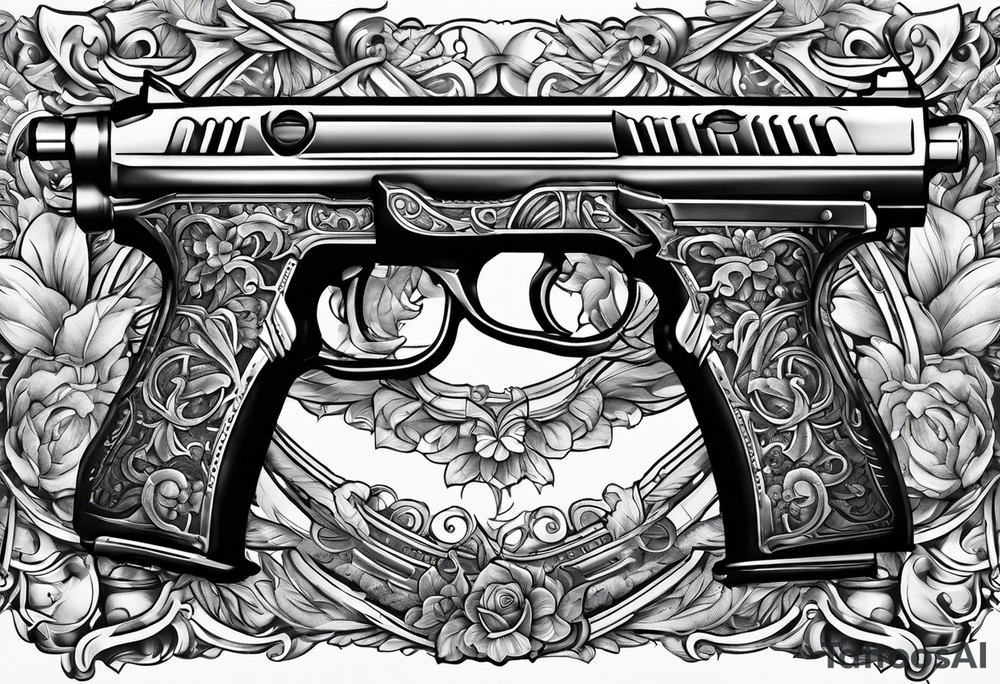 The letters AR with pistols on each side tattoo idea