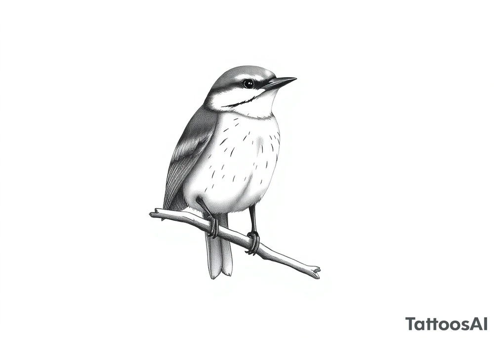 Nuthatch bird sitting on a branch tattoo idea