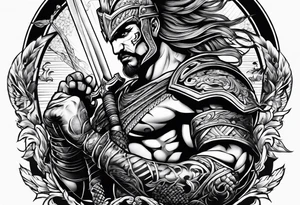 A warrior fighting by him self tattoo idea