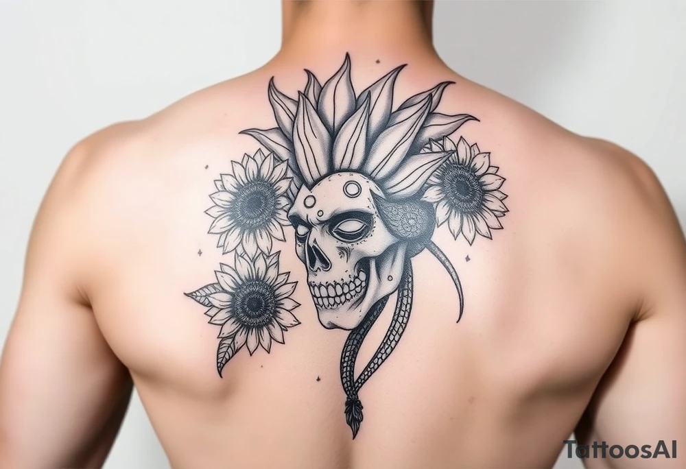 medusa with sunflowers tattoo idea